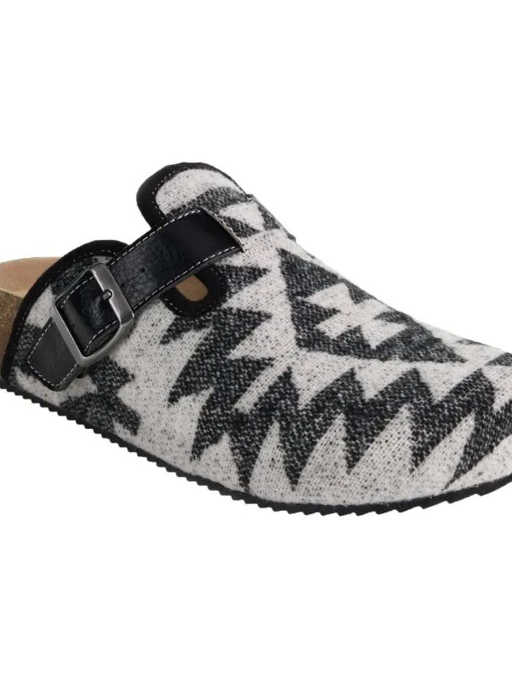 DL Magnolia Black & White Patterned Slip-On Clog with Buckle